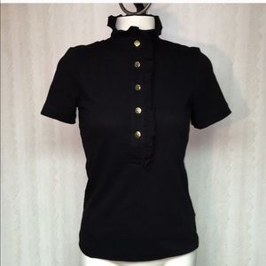 24HR SALE Tory Burch black ruffled collared top